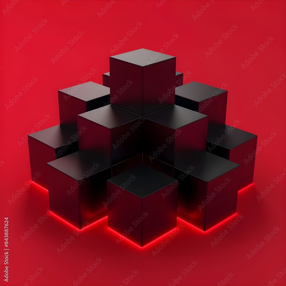 Abstract Fire Brick color 3D cube pattern background Abstract Fire Brick color 3D cube pattern background