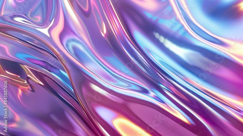 Abstract fluid 3D render iridescent modern retro futuristic dynamic wave in motion. Ideal for backgrounds wallpapers banners posters and covers