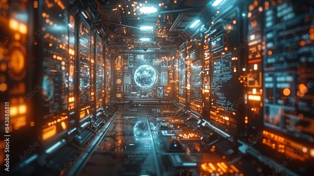 futuristic sci - fiction space station with a glowing portal futuristic sci - fiction space station with a glowing portal