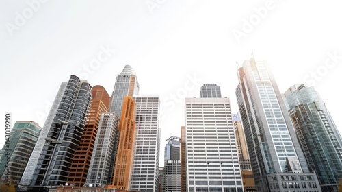 group of tall buildings in a city with a sky background