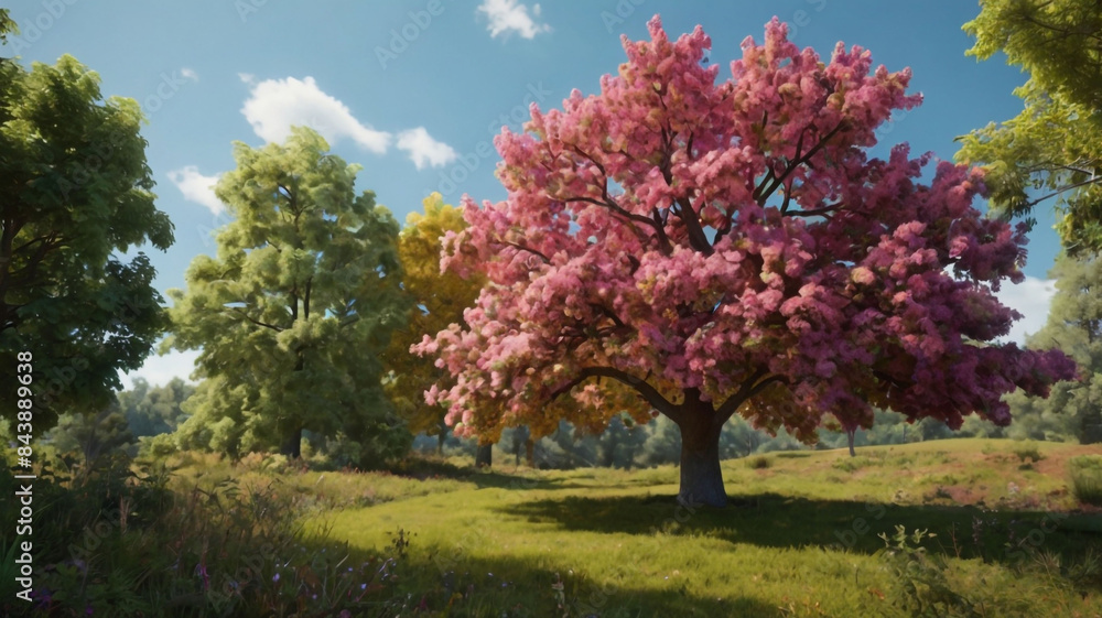 Naklejka premium realistic-colorful-tree-render