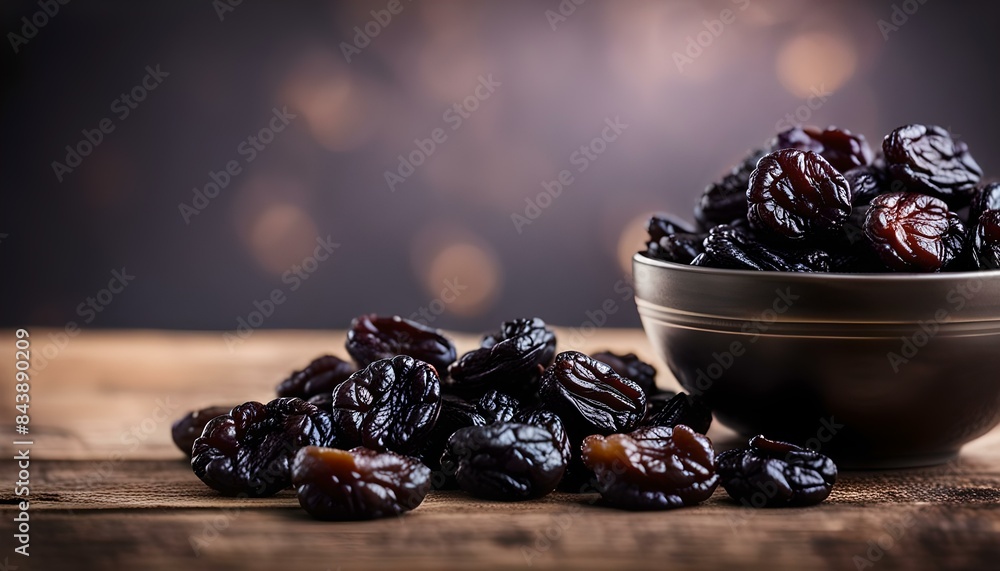 Dry prunes in a bowl, low angle view. Close-up. Copy space.
Dry prunes in a bowl, low angle view. Close-up. Copy space.