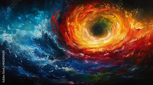 painting of a colorful spiral with a black background © LUPACO IMAGES