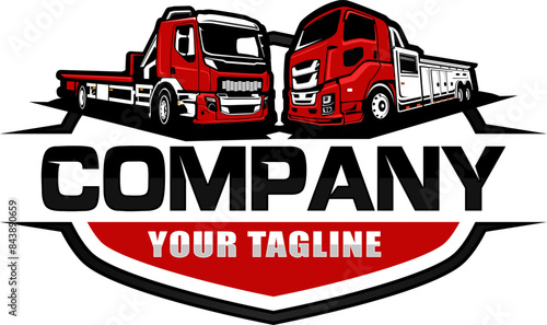 towing truck logo design template