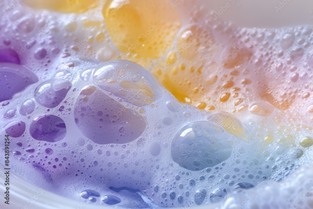 Colorful soap bubble abstraction with vivid swirls and droplets Colorful soap bubble abstraction with vivid swirls and droplets