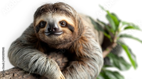 sloth sitting on a branch of a tree