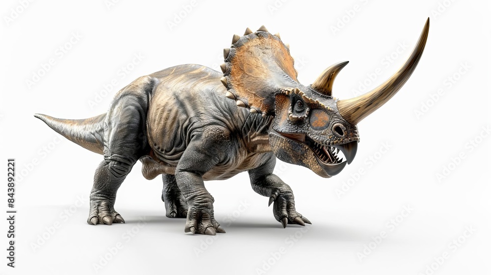 Fototapeta premium toy dinosaur with a long horn and a large head