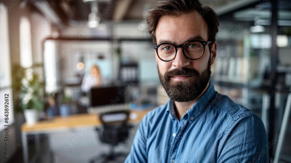 Confident modern businessman in office workspace Confident modern businessman in office workspace