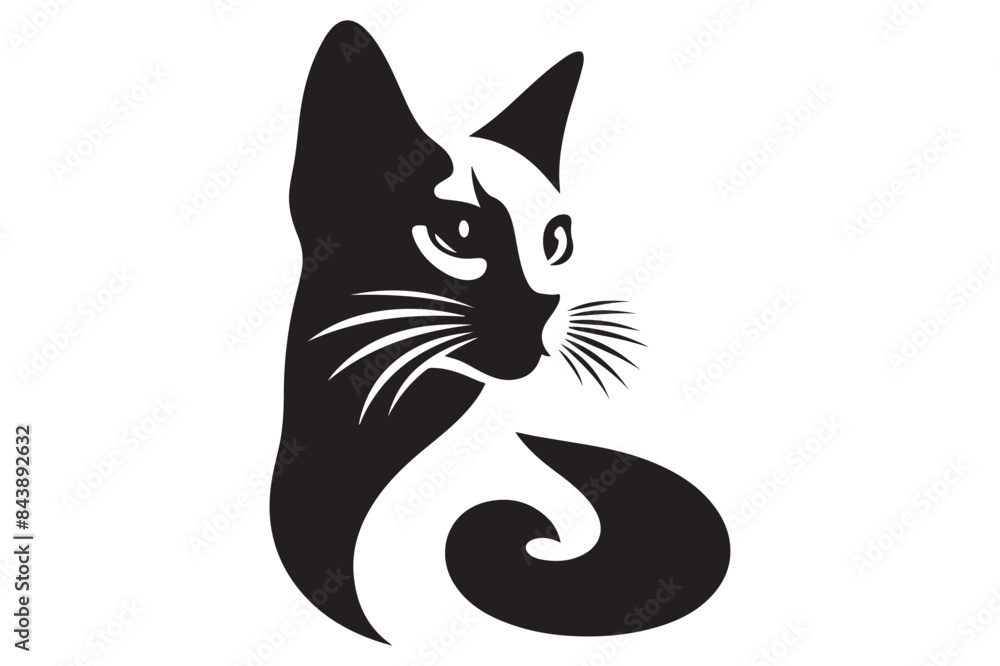 Cat silhouette. Vector in monochrome style on white background. Cat silhouette. Vector in monochrome style on white background.