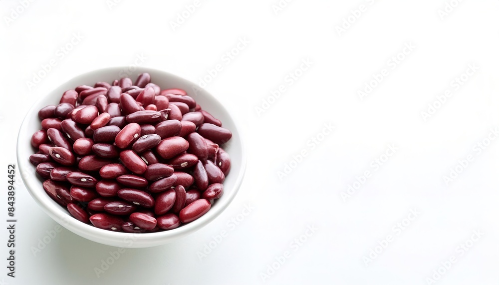 Red beans - Adzuki bean - Vigna angularis - and rice is an emblematic dish of Louisiana Creole, Japanese, Korean, and Chinese cuisine. Isolated on white background with copy space Red beans - Adzuki bean - Vigna angularis - and rice is an emblematic dish of Louisiana Creole, Japanese, Korean, and Chinese cuisine. Isolated on white background with copy space