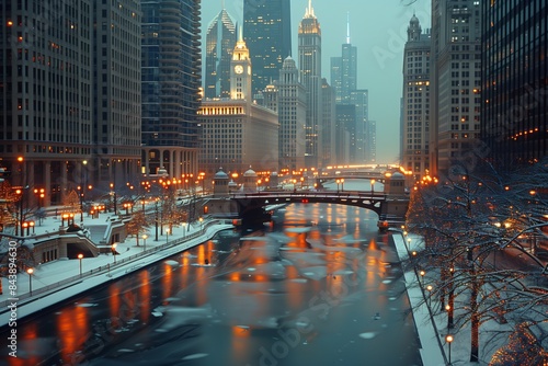 Nighttime Chicago: Urban Lights, Cityscape, Skyline Views