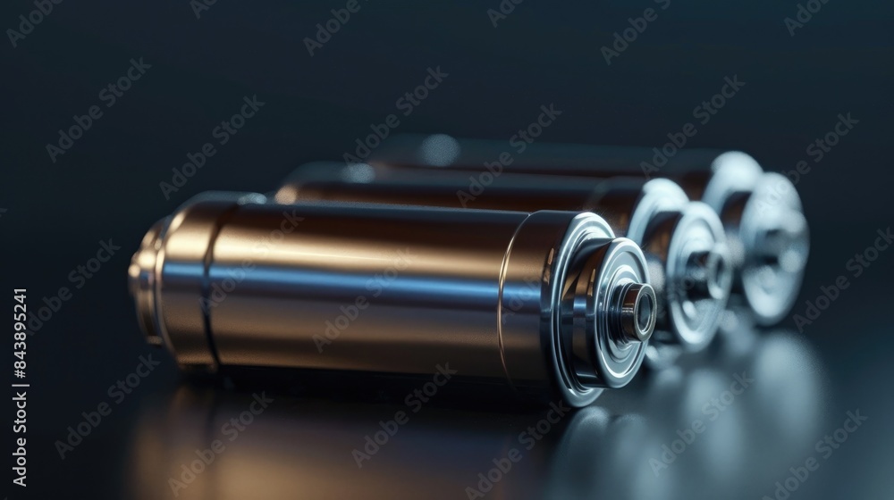 Batteries in silver hue against a dark backdrop Batteries in silver hue against a dark backdrop