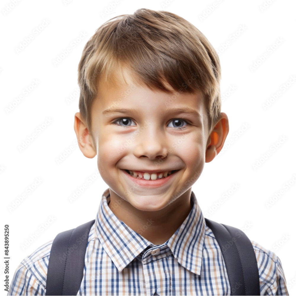 Portrait of a cute schoolboy smiling, isolated on transparent background Portrait of a cute schoolboy smiling, isolated on transparent background