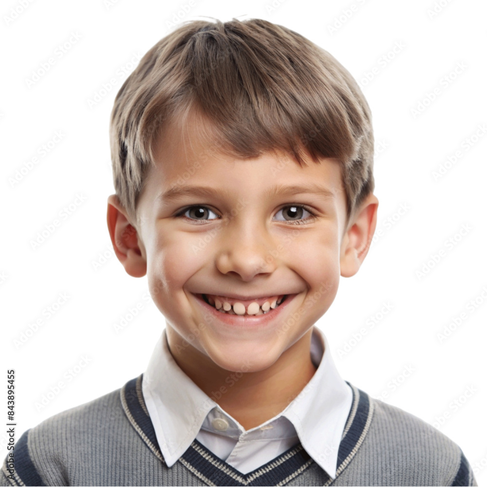 Portrait of a cute schoolboy smiling, isolated on transparent background Portrait of a cute schoolboy smiling, isolated on transparent background