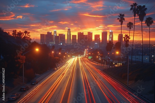 Twilight Los Angeles Skyline & Freeway Views