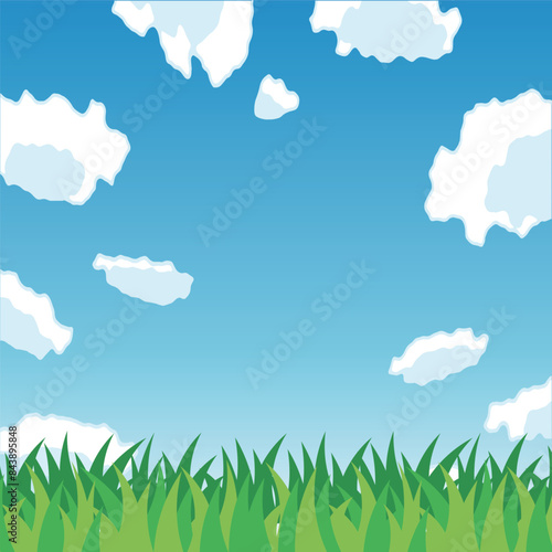 さわやかな草原と青空の背景