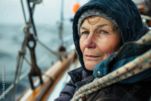 fisherwomman in her sailing boat