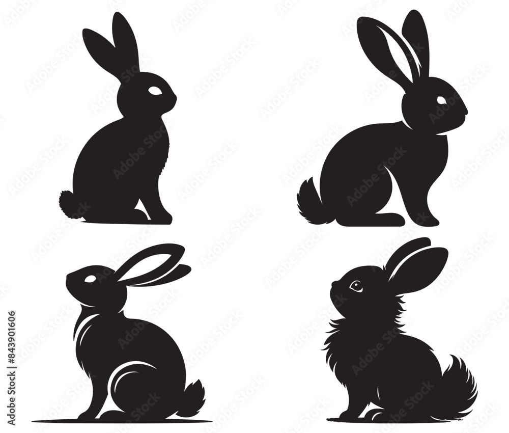Fototapeta premium Silhouette of rabbit isolated on white background