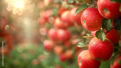 A beautiful orchard of ripe, red apples