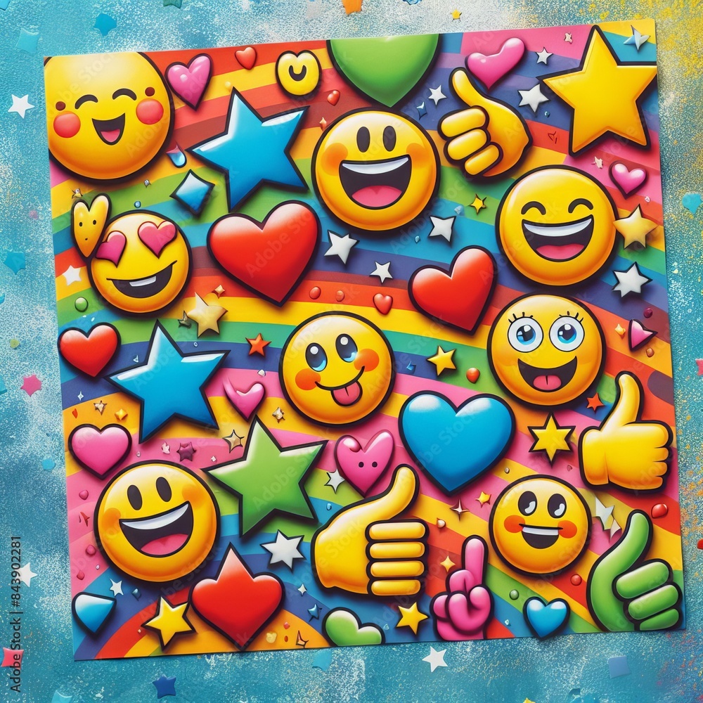 Paper note with emoticon face ideas. World Emoji Day Background Concept Paper note with emoticon face ideas. World Emoji Day Background Concept