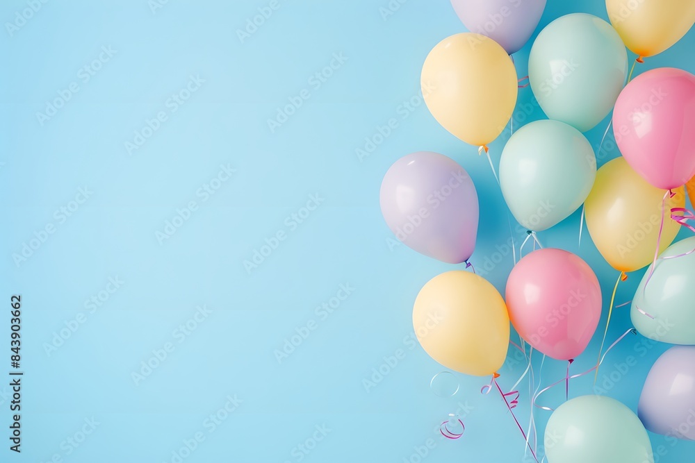 Bunch of bright balloons on light blue background Bunch of bright balloons on light blue background