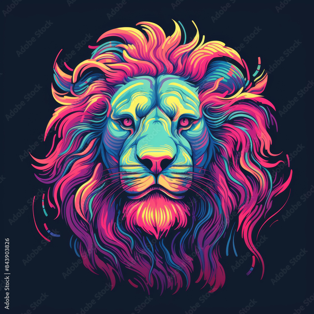 Lion head neon vector on black background Lion head neon vector on black background
