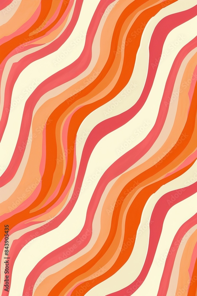 Retro Wavy Pattern Wallpaper Design for Living Room Generative AI Retro Wavy Pattern Wallpaper Design for Living Room Generative AI