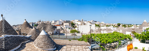 фотографія View of Alberobello and famous historic dry stone trulli houses with conical roofs