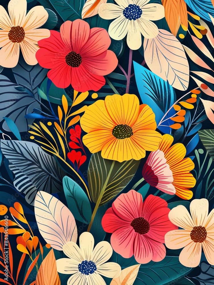 Vibrant Floral Illustration for Spring Decor Generative AI Vibrant Floral Illustration for Spring Decor Generative AI