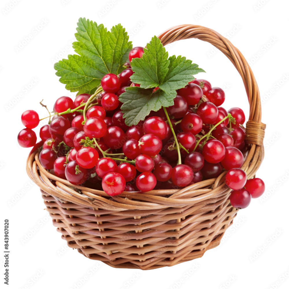 Red currants in a basket. isolated on transparent background Red currants in a basket. isolated on transparent background