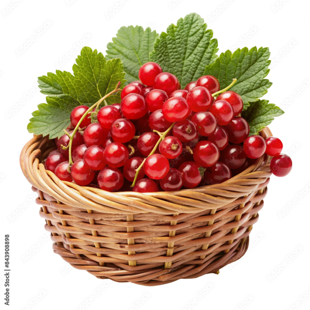 Red currants in a basket. isolated on transparent background Red currants in a basket. isolated on transparent background