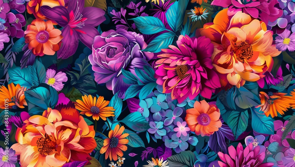 Vibrant Floral Pattern for Fashion and Design Generative AI Vibrant Floral Pattern for Fashion and Design Generative AI