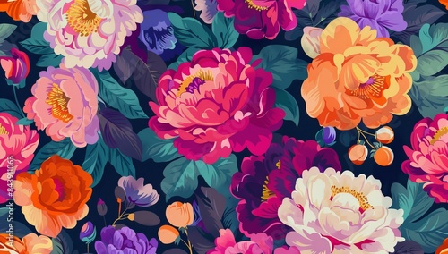 Vibrant Floral Pattern for Fashion and Design Generative AI