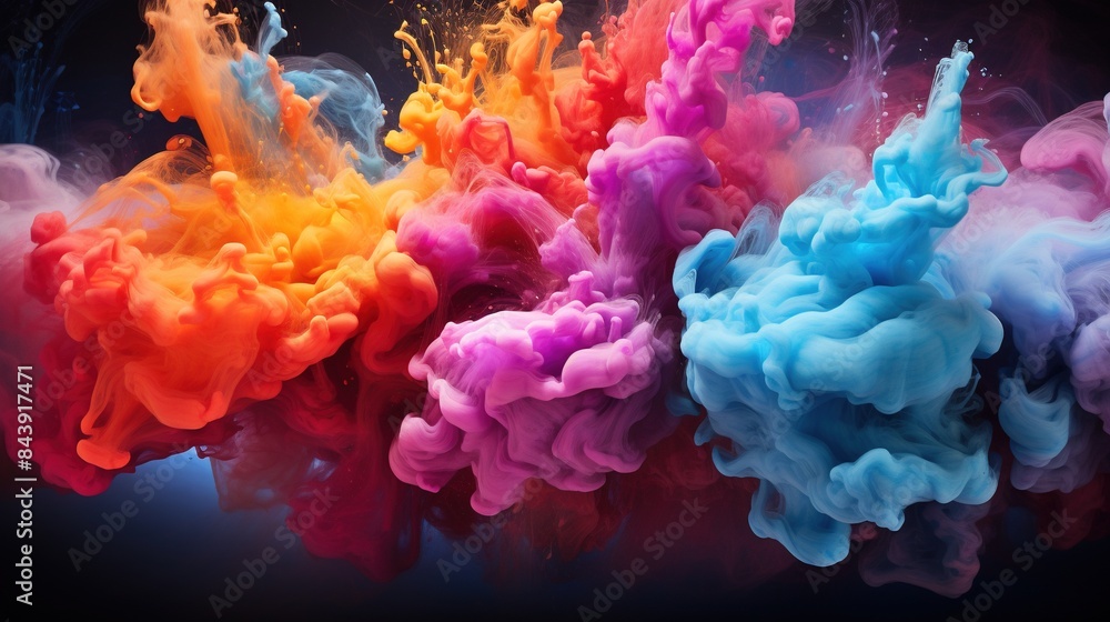 Fototapeta premium vibrant powder colors flying in the air, creating a dynamic and joyful scene