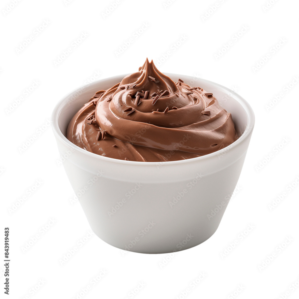 Creamy Chocolate Pudding in a White Bowl With Chocolate Sprinkles Creamy Chocolate Pudding in a White Bowl With Chocolate Sprinkles