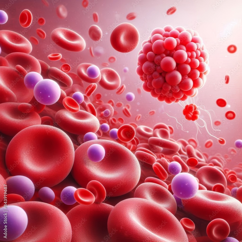 Scientific Illustration of Hemoglobin Carriers and Balloon-like Cells Scientific Illustration of Hemoglobin Carriers and Balloon-like Cells