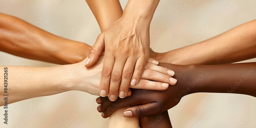 Diverse hands united in support teamwork collaboration and empowerment of women. Concept Empowerment, Diversity, Teamwork, Collaboration, Support Diverse hands united in support teamwork collaboration and empowerment of women. Concept Empowerment, Diversity, Teamwork, Collaboration, Support