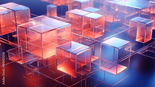 Holo abstract 3d shapes, isolated on holo background