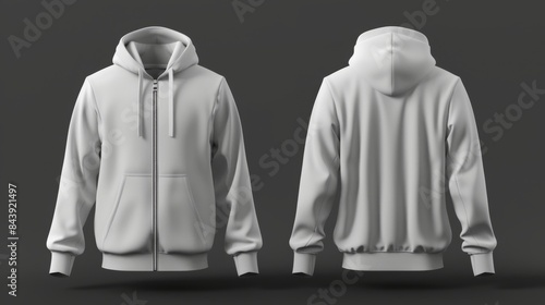 White Hoodie Mockup Front and Back View, Generative AI photo