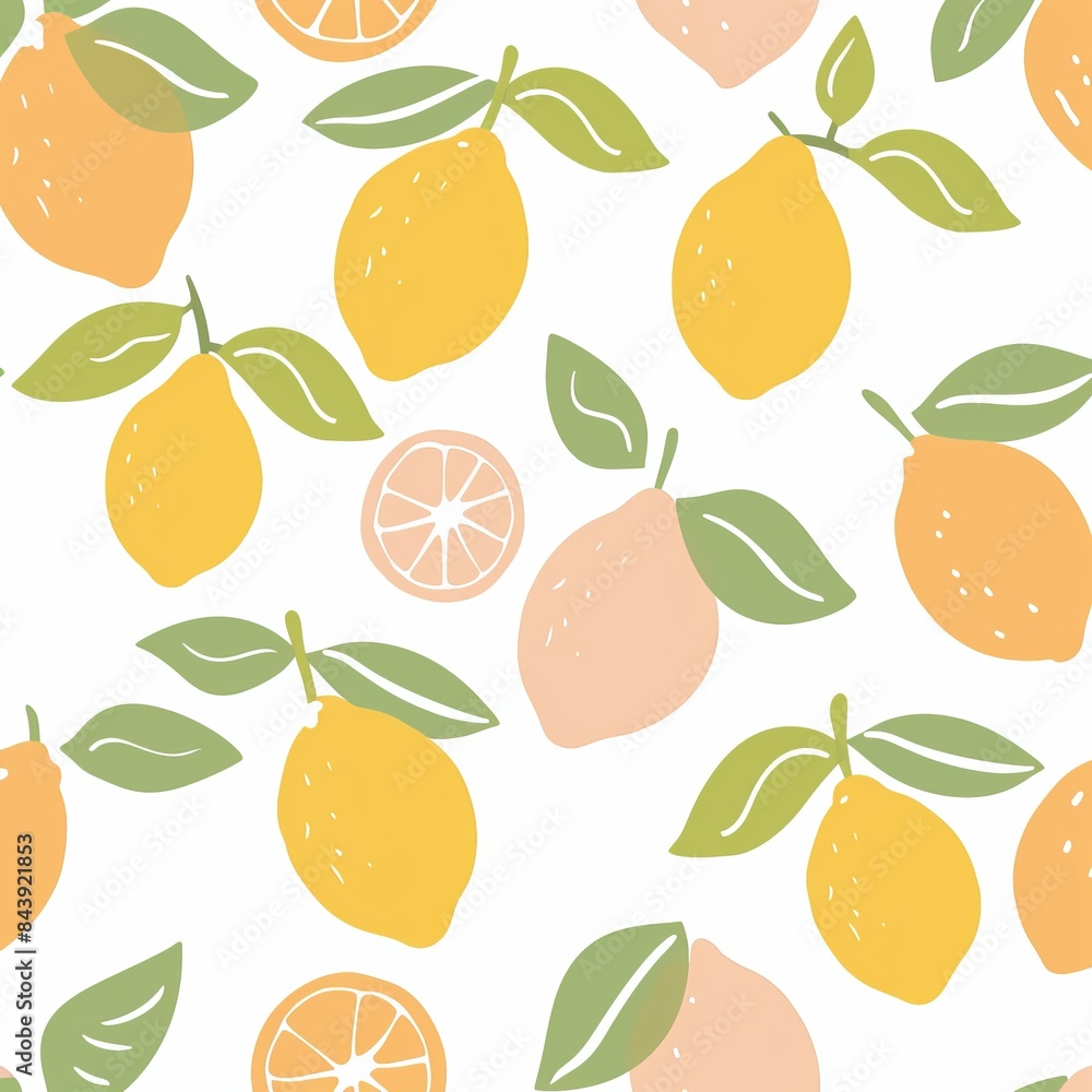 Obraz premium Vibrant Lemons Pattern for Spring Decor Generative AI