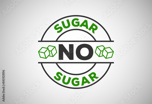 Sugar free icon sign. Diet concept. Diabetic logo, symbol, sign, seal for product packaging