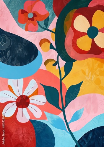 Whimsical Floral Print for Decor and Design Generative AI