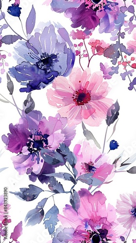 Vibrant Spring Floral Pattern on White Background for Fashion and Home Decor Generative AI