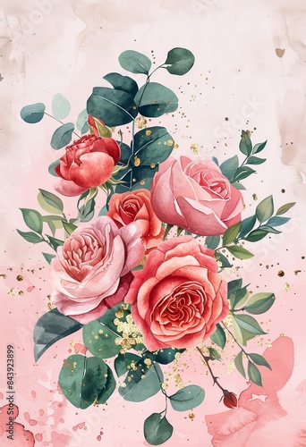 Vintage Floral Illustration for Wedding Invitations Generative AI