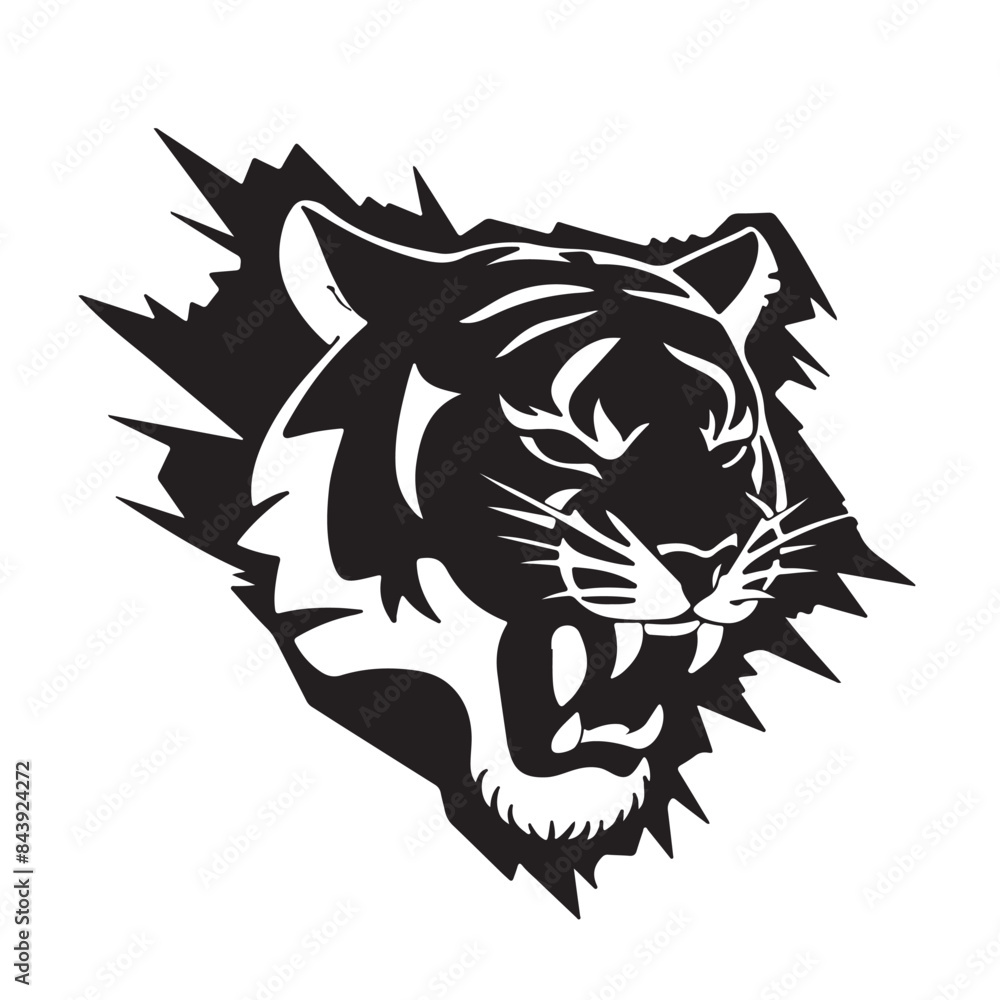 Fototapeta premium Tiger head silhouettes Vector Design