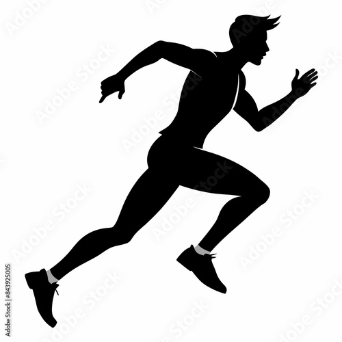 Vector silhouette of an athletic man running