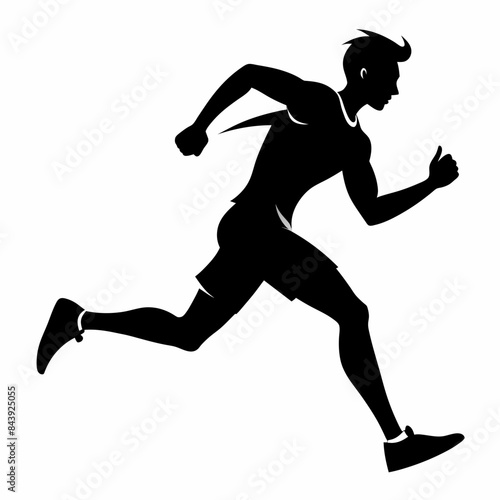 Vector silhouette of an athletic man running