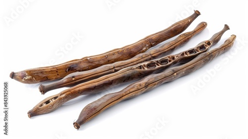 Bean pod known as yardlong bean or kacang panjang or long bean Placed on a white background photo