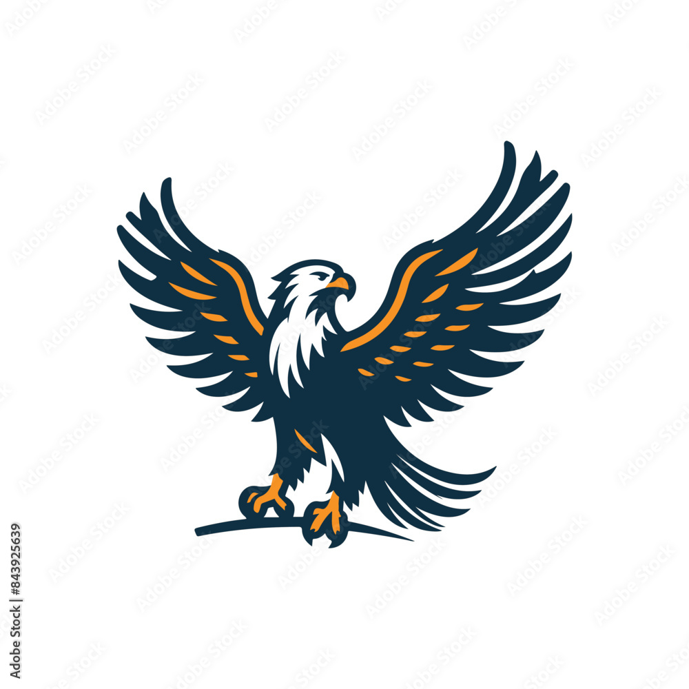 Fototapeta premium Eagle Silhouette Clip art isolated vector illustration on a white background