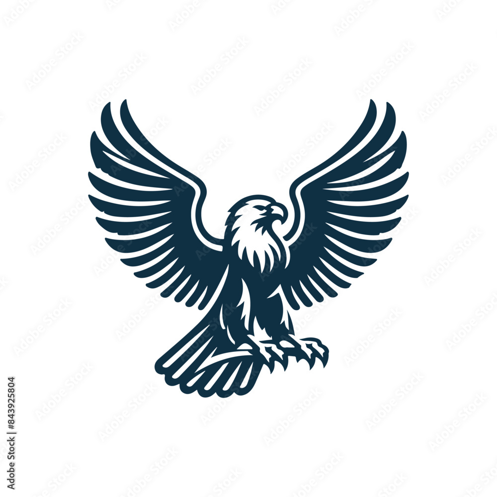 Fototapeta premium Eagle Silhouette Clip art isolated vector illustration on a white background